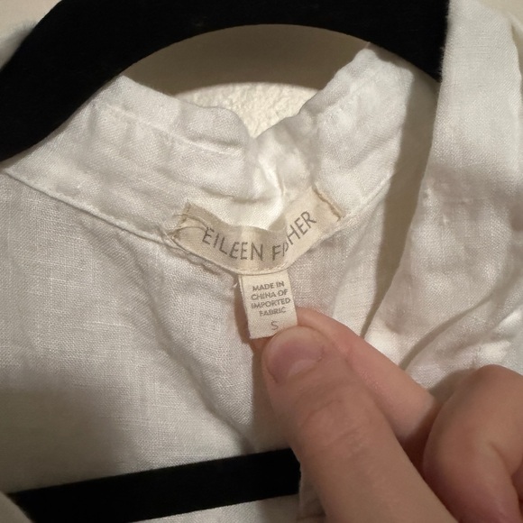 Eileen Fisher Blouse Tunic Top Small Button Down Irish Linen - Picture 5 of 7